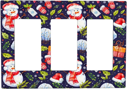 Miniatura 77 de Cubierta de interruptor de luz dúplex de 1 banda, cubierta decorativa de Navidad con copos de nieve rojos, placa frontal decorativa para cocina