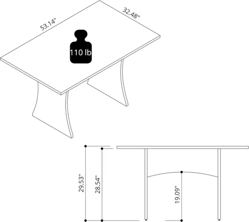 Miniatura 3 de Manhattan Comfort Coney - Mesa de comedor rectangular para 6 personas con patas de metal ajustables, superficie resistente y elegante silueta
