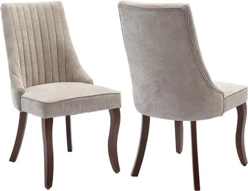 Miniatura 24 de Shenyon Juego de 4 sillas de comedor color beige, cómodas sillas de comedor tapizadas con canal de tela, sillas de cocina modernas para comedor