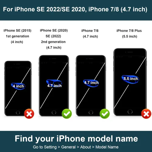Miniatura 2 de Folosu Funda tipo cartera para iPhone SE (2022) iPhone SE (2020) iPhone 7/8 con soporte para tarjetas, soporte de anillo de rotación de 360°, Azul