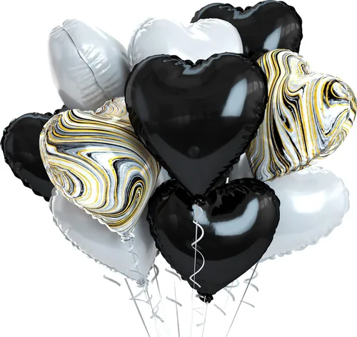 Miniatura 51 de Globos de corazón azul bebé, 10 piezas de globos en forma de corazón azul claro y blanco pastel, globos de papel de aluminio blanco arena crema