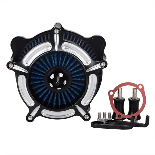 Miniatura 21 de Filtro de entrada azul con filtro de aire de corte en contraste compatible con Harley Dyna 1993-2016, Softail 1993-2015, Touring 1993-2007