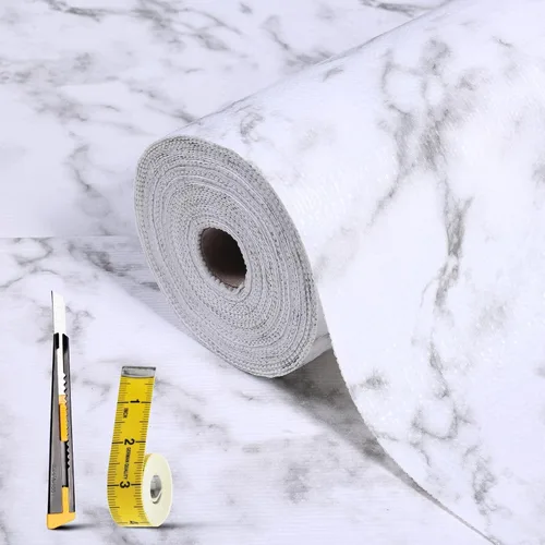 Miniatura 11 de Lámina para revestir estantes y cajones de cocina y baño, impermeable, antideslizante, sin adhesivo, fácil de limpiar, incluye cuchillo y cinta