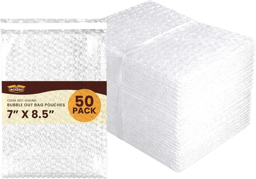 Miniatura 16 de The Boxery 3x5" Clear Self-Sealing Bubble Out Bag Pouches -50 Pack- Bubble Cushion Wrap Bags for Packing, Storage, Moving, and Shipping fragile items