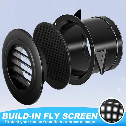 Miniatura 3 de VIHOSE 12 piezas de 4 pulgadas ABS redondo cubierta de ventilación de plástico Soffit escape baño negro cubierta de ventilación con mosquitera