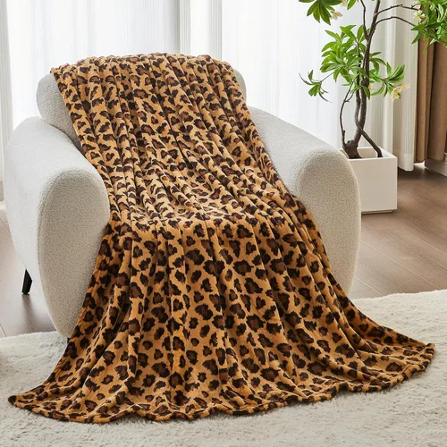 Miniatura 21 de FY FIBER HOUSE Manta de forro polar de franela de microfibra con estampado de guepardo 3D, 90 x 108 pulgadas, púrpura Leopardo morado