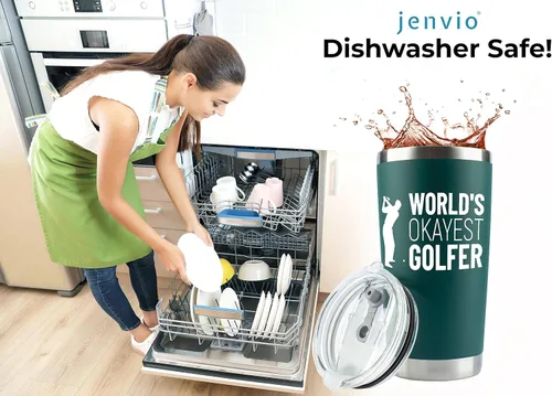 Miniatura 3 de Regalos de golf para hombres Worlds Okayest Golfista Taza de viaje de acero inoxidable con 2 tapas y 2 popotes y caja de regalo Idea única