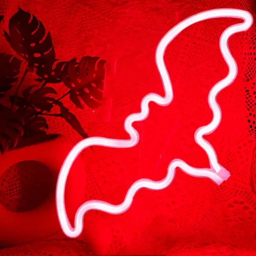 Miniatura 2 de Letreros de neón de murciélago para dormitorio, mesita de noche, decoración de pared, decoración de Halloween, luces LED de noche, adornos de mesa