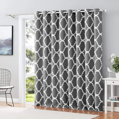 Melodieux - Cortina opaca con aislamiento térmico y ojales, de estilo marroquí, 100 x 84 pulgadas, color gris (1 panel)