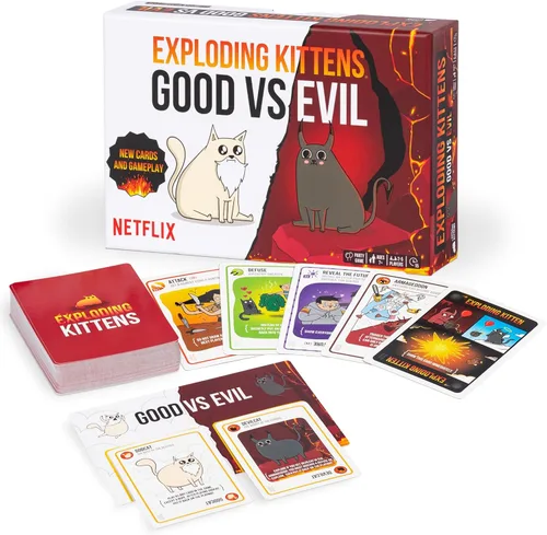 Exploding Kittens Good vs. Evil 2-5 Jugadores - A partir de 7 años - Inspirado en el programa de Netflix - Juego de cartas para fiestas y familia