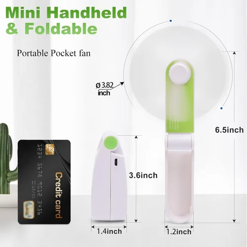 Miniatura 4 de Ventilador de mano personal, mini ventilador de bolsillo portátil, pequeño y ligero recargable por USB para deportes en casa, viajes al aire libre
