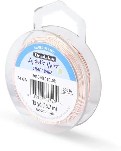 Miniatura 154 de Artistic Wire, alambre para manualidades de calibre 22 bañado en plata, resistente a las manchas, color cobre, blanco, 9,1 m