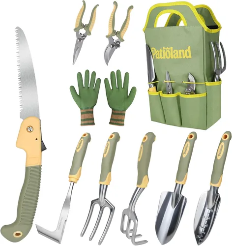 Miniatura 13 de Juego de herramientas de jardín de 4 piezas, mango ergonómico, kit de herramientas de jardín con paleta resistente, tenedor de mano, tijeras