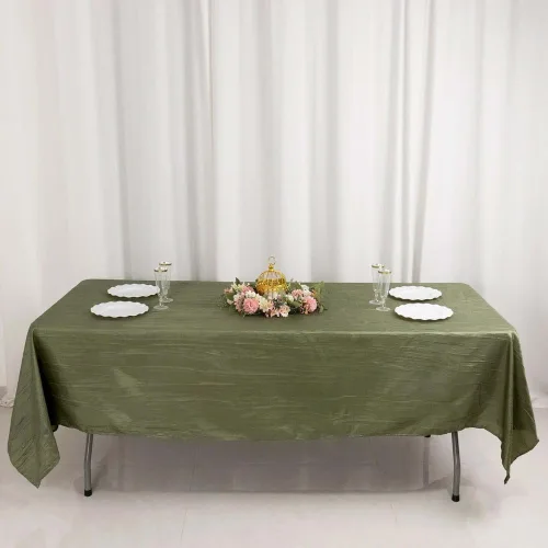 Miniatura 24 de Tableclothsfactory Mantel rectangular de tafetán arrugado de acordeón azul polvoriento, de 60 x 102 pulgadas, perfecto para ceremonias de boda