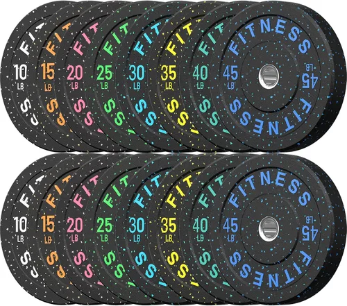 Miniatura 28 de HANDBODE Placas de Parachoques de 2 Pulgadas de Alto Rebote, Juego de Placas de Peso Olímpico 45/100/160/190/260/300lb, Juego de Placas