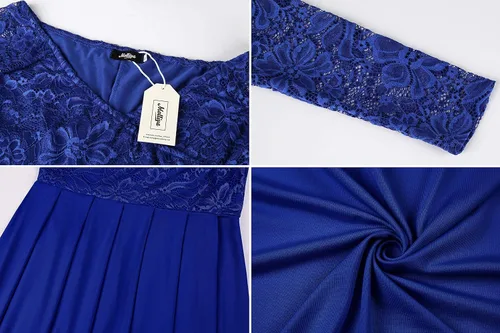 Miniatura 7 de Molliya - Vestido largo de maternidad de encaje y hombros descubiertos Maxi vestido elegante elástico, para baby shower y sesión de fotografías