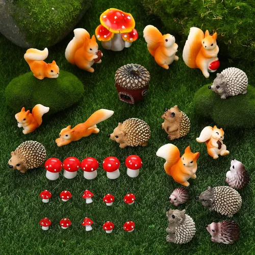 Miniatura 10 de 20 accesorios de jardín de hadas, adornos de jardín en miniatura, decoración de paisaje, mini figuras de hadas, juego de plantas de animales