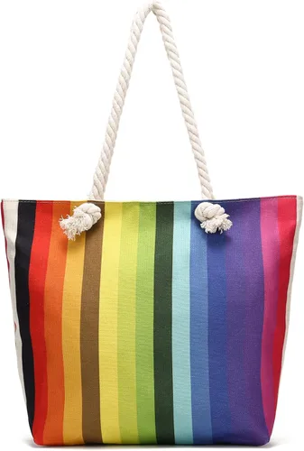 Miniatura 10 de Bolsas de mano con asa de cuerda, bolsa grande con asas de cuerda, lona resistente, reutilizable, bolsa de compras para comestibles, bolsa de playa