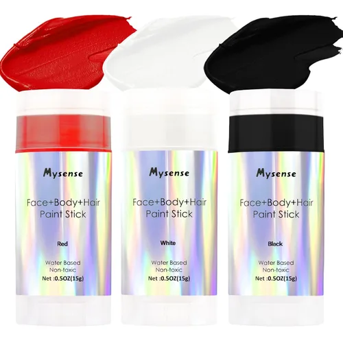 Miniatura 22 de Mysense Pintura en barra para el cabello facial y corporal morado pastel, a base de agua, lavable y temporal, pintura corporal crema no tóxica