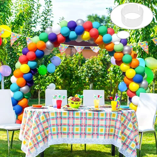 Miniatura 7 de AKOAK Conector de hebilla de anillo de arco de globos de plástico blanco 50 – Arco de globos de bricolaje para decoración de cumpleaños – 50