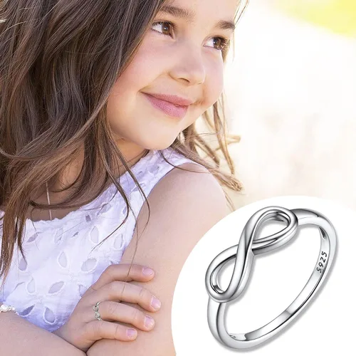 Miniatura 5 de Bestyle Anillos de plata de ley S925 con nudo infinito, anillos de circonita cúbica, bonitos anillos de amistad para mejores amigos, anillos