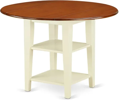 Miniatura 3 de East West Furniture SUPL3-BMK-C - Juego de mesa de comedor de 3 piezas contiene una mesa de comedor redonda con gotas y estantes y 2 sillas