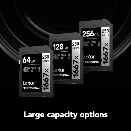 Miniatura 7 de Lexar Tarjeta de Memoria SD Profesional de 64GB (Paquete de 2) 1667x, UHS-II, C10, U3, V60, Full HD, 4K, Hasta 250MB/s de Lectura SDXC
