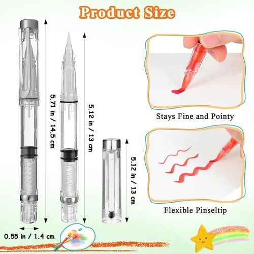 Miniatura 2 de NUOBESTY Juego de 5 pinceles de agua – Plumas recargables para acuarela, caligrafía, pintura, dibujo, álbum de recortes y bocetos