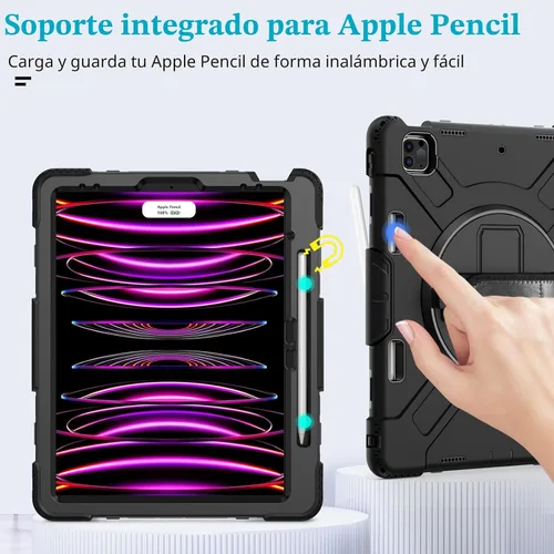 Miniatura 8 de Funda para iPad Pro de 12.9 2022/2021/2020/2018: Funda para iPad Pro 12.9 6ª/5ª/4ª/3ª generación con protector de pantalla, soporte para lápices