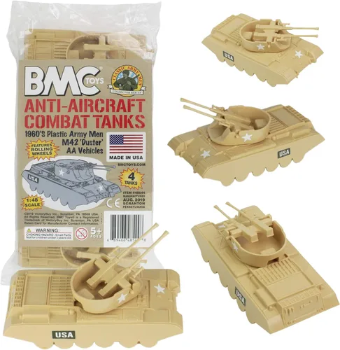 Miniatura 6 de BMC Classic Payton Anti-Aircraft Tanks - 4 piezas de vehículos de hombres del ejército de plástico negro