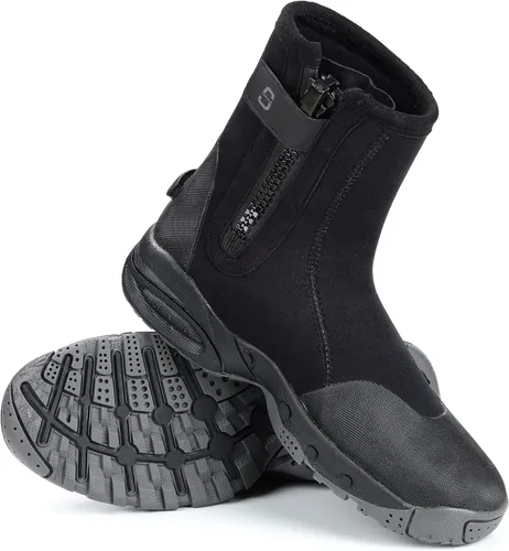 Botas de buceo de neopreno de 0.197 in de alto con cremallera y suela de goma antideslizante para deportes acuáticos, buceo, esnórquel