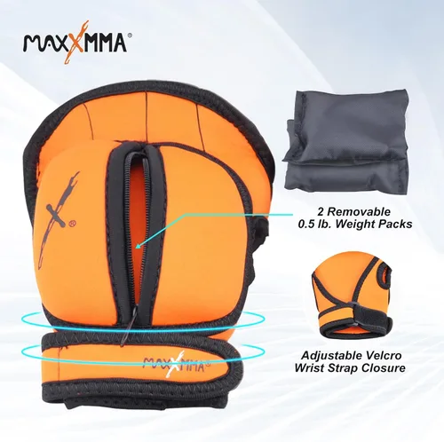 Miniatura 4 de MaxxMMA Guantes con peso ajustables, juego de 2 libras, peso extraíble (2 x 0.5 libras cada guante) para esculpir MMA Kickboxing, cardio, aeróbicos