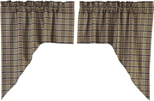 Miniatura 4 de VHC Brands Rustic & Lodge - Cortinas para ventana de cocina, par de festones Wyatt, marrón caqui