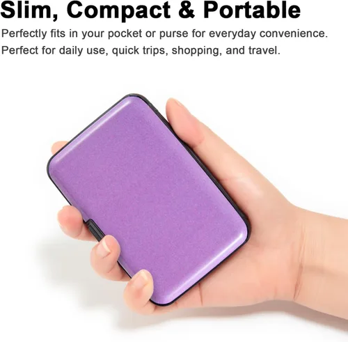 Miniatura 52 de Soporte para tarjetas de crédito, cartera metálica con bloqueo RFID para tarjetas de identificación para mujeres y hombres, funda rígida de aluminio