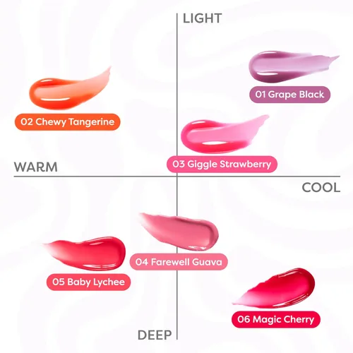 Miniatura 4 de COLORGRAM FRUITY GLASS GLOSS 01 GRAPE BLACK Brillo labial brillante no pegajoso con brillo similar al vidrio Lápiz labial hidratante de larga
