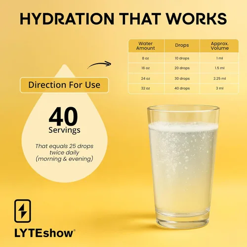 Miniatura 6 de LyteShow - Gotas de electrolitos para rehidratación rápida + digestión + cerebro + energía + inmunidad Sin azúcar Minerales traza Sin sabor