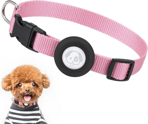 Miniatura 11 de Compatible con collar de perro Airtag, collar de perro ajustable con hebilla de cierre rápido duradera, collar de perro de nailon de imitación