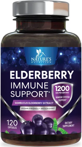 Miniatura 10 de Extracto de fruta de saúco europeo de 1200 mg por porción cápsulas – Sambucus apoyo inmunológico con extracto concentrado de saúco negro de sambucus