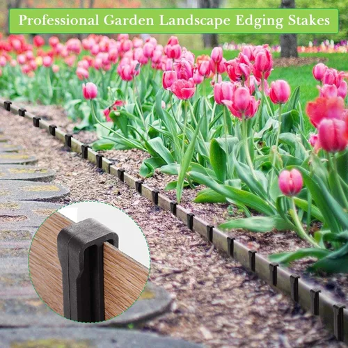 Miniatura 3 de Paquete de 50 estacas de jardín de 10 pulgadas, estacas de plástico resistentes para carpa, estacas de anclaje para bordes, terrazas, tablas Negro