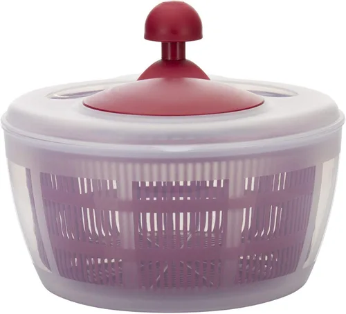 Miniatura 9 de Westmark Germany Centrifugador de ensaladas fácil de usar para secar las verduras y mejorar el sabor de los condimentos, de 10 pulgadas Rojo