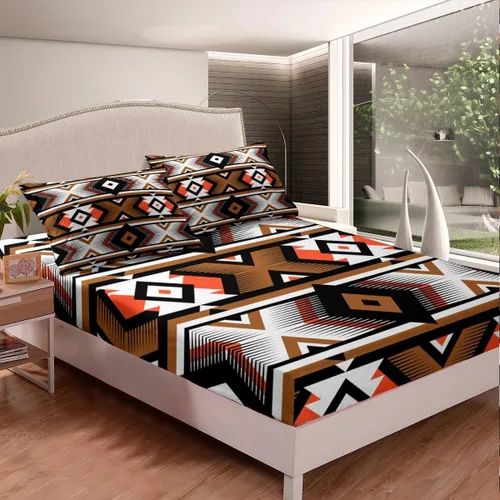 Miniatura 4 de Erosebridal Southwestern - Juego de ropa de cama tamaño individual, diseño étnico étnico geométrico, bohemio, azteca, para niños, adolescentes