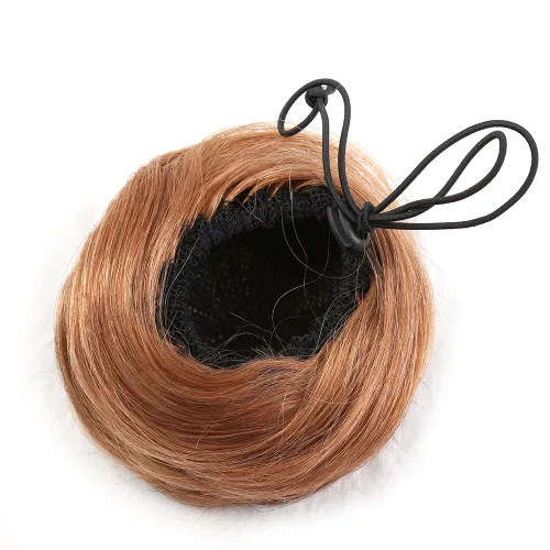 Miniatura 6 de Bella Hair Extensión de moño 100% humano en forma de dona, extensiones de moño para mujeres y hombres, coleteros falsos instantáneos para moño