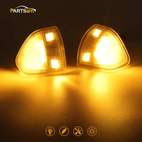 Miniatura 3 de Partsam Espejo lateral LED luz intermitente izquierda y derecha Lámparas de remolque Lente de cubierta transparente compatible con Ram 1500 2500