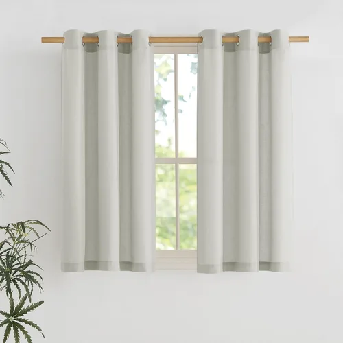 Miniatura 152 de NICETOWN Cortinas de lino natural con textura de lino para dormitorio, mezcla de lino rústica con ojales en la parte superior, semitransparentes