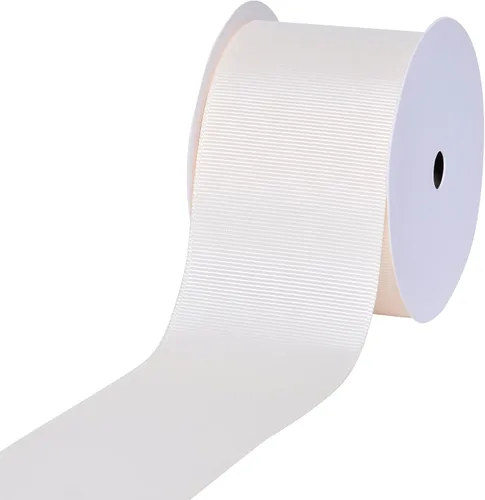 Miniatura 136 de YAMA Rollo de cinta de grogrén sólido, 1 pulgada, 25 yardas para cintas de envoltura de regalos, color blanco