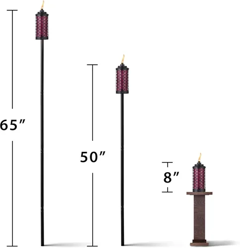 Miniatura 6 de TIKI Antorcha convertible de cristal de panal de abeja de 65 pulgadas, iluminación decorativa de exterior burdeos para decoración de patio, césped