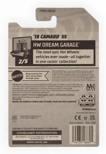 Miniatura 2 de Mattel Hot Wheels '18 Camaro SS, HW Dream Garage 2/5 [Negro] 32/250