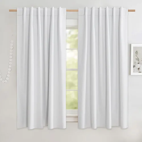 Miniatura 68 de NICETOWN Cortinas 100% opacas de 63 pulgadas de largo, 2 paneles de cortinas cortas con aislamiento térmico con forro para dormitorio, cortinas