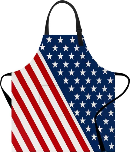 Miniatura 11 de Delantal divertido con bolsillo para mujeres y hombres, delantal de cocina ajustable para barbacoa y horneado con lindos animales y flores