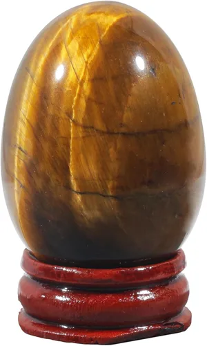 Miniatura 20 de Fekuar Figura de huevo de piedra, cristal curativo pulido, escultura de esfera con soporte de madera, obsidiana negra natural, 1.8 pulgadas